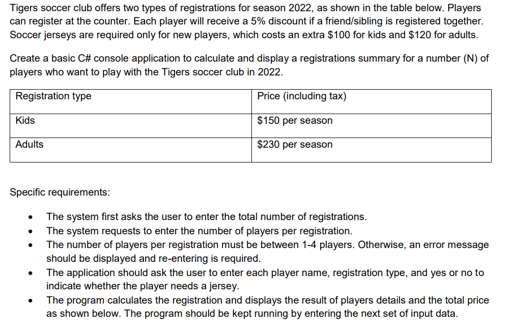 solved-tigers-soccer-club-offers-two-types-of-registrations-chegg