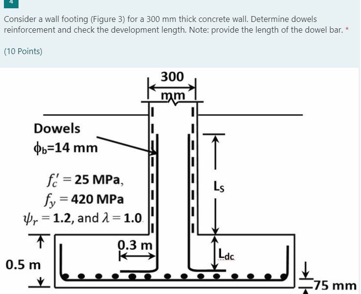 Consider a wall footing (Figure 3) for a 300 mm thick