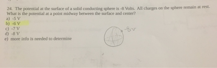 Solved The potential at the surface of a solid conducting | Chegg.com