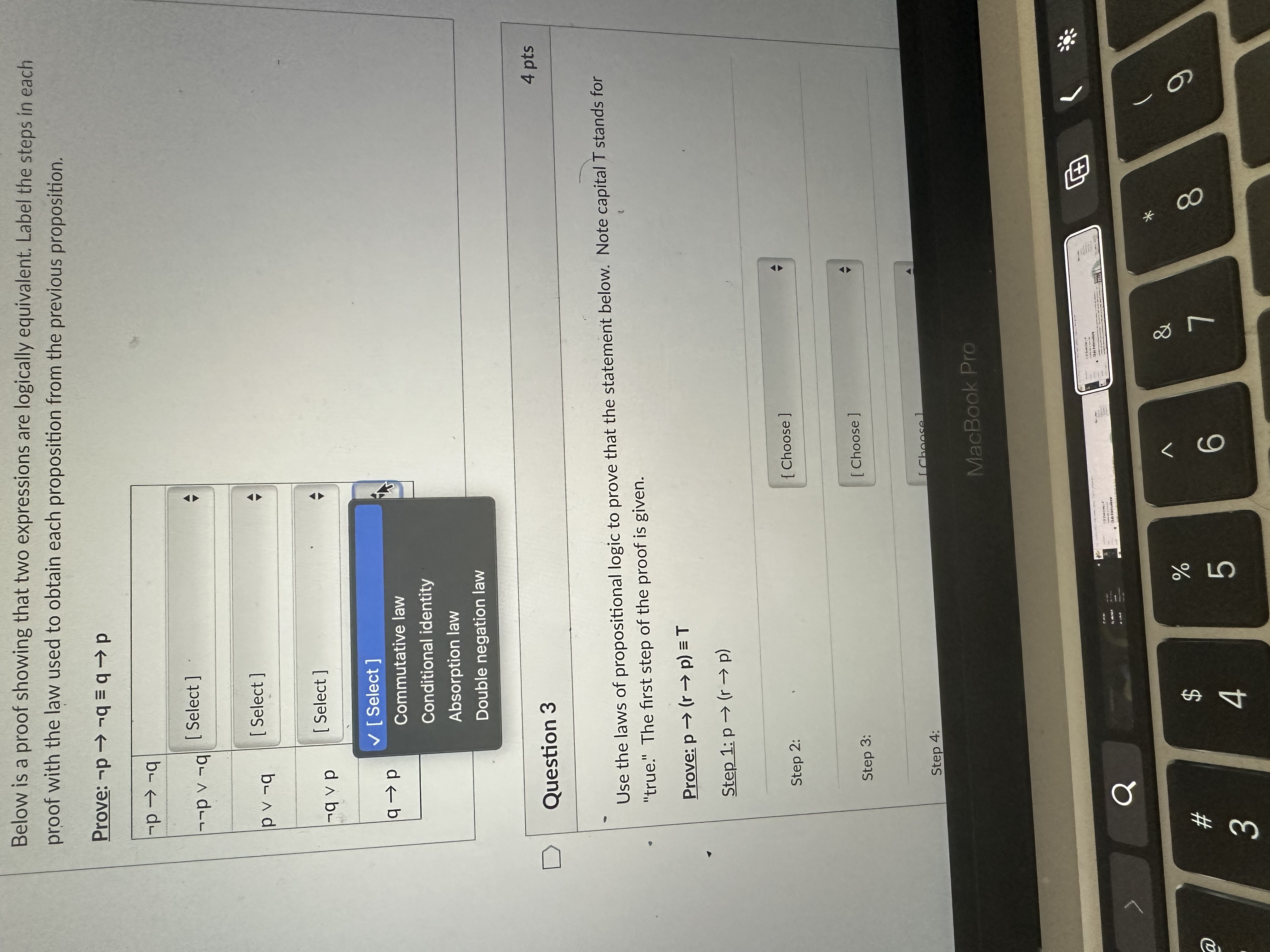 Solved Use The Laws Of Propositional Logic To Prove That The | Chegg.com