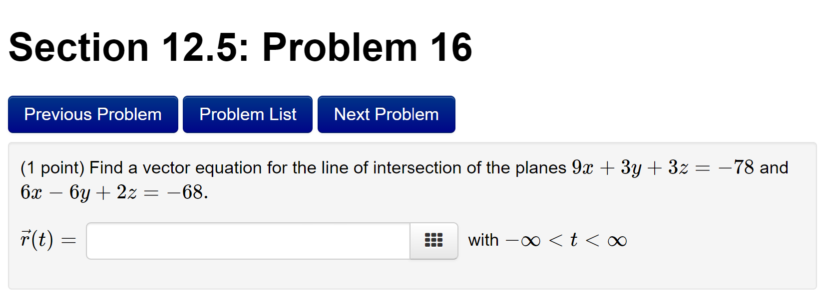 Solved Section 12.5: Problem 16 Previous Problem Problem | Chegg.com