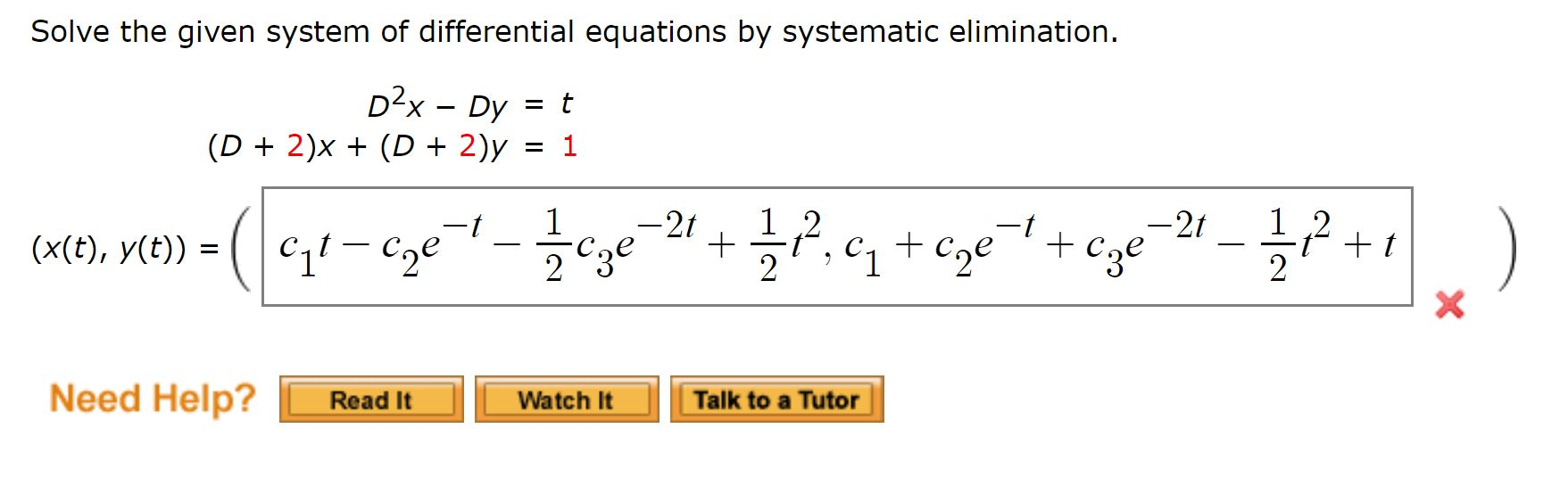 Solved Solve the given system of differential equations by | Chegg.com