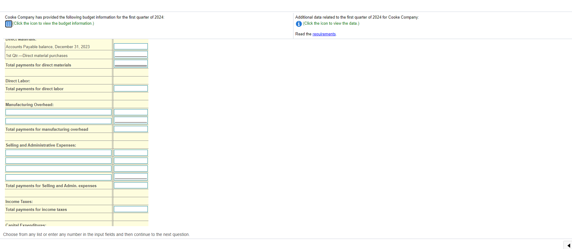 Solved Requirement 1. Prepare Cooke Company's schedule of | Chegg.com