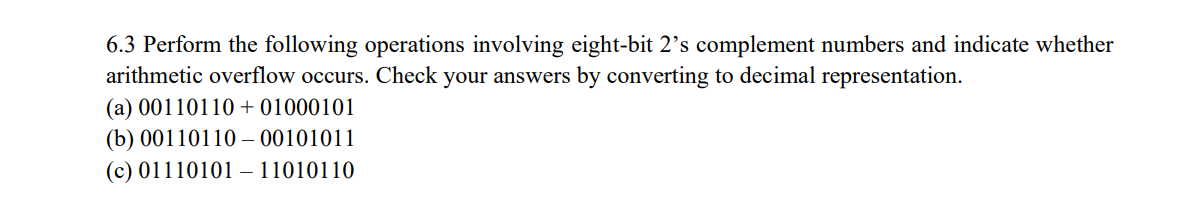 Solved 6.3 Perform the following operations involving | Chegg.com