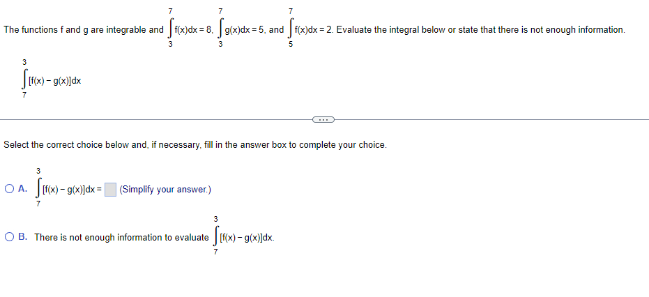 Solved 7 7 7 The functions f and g are integrable and | Chegg.com