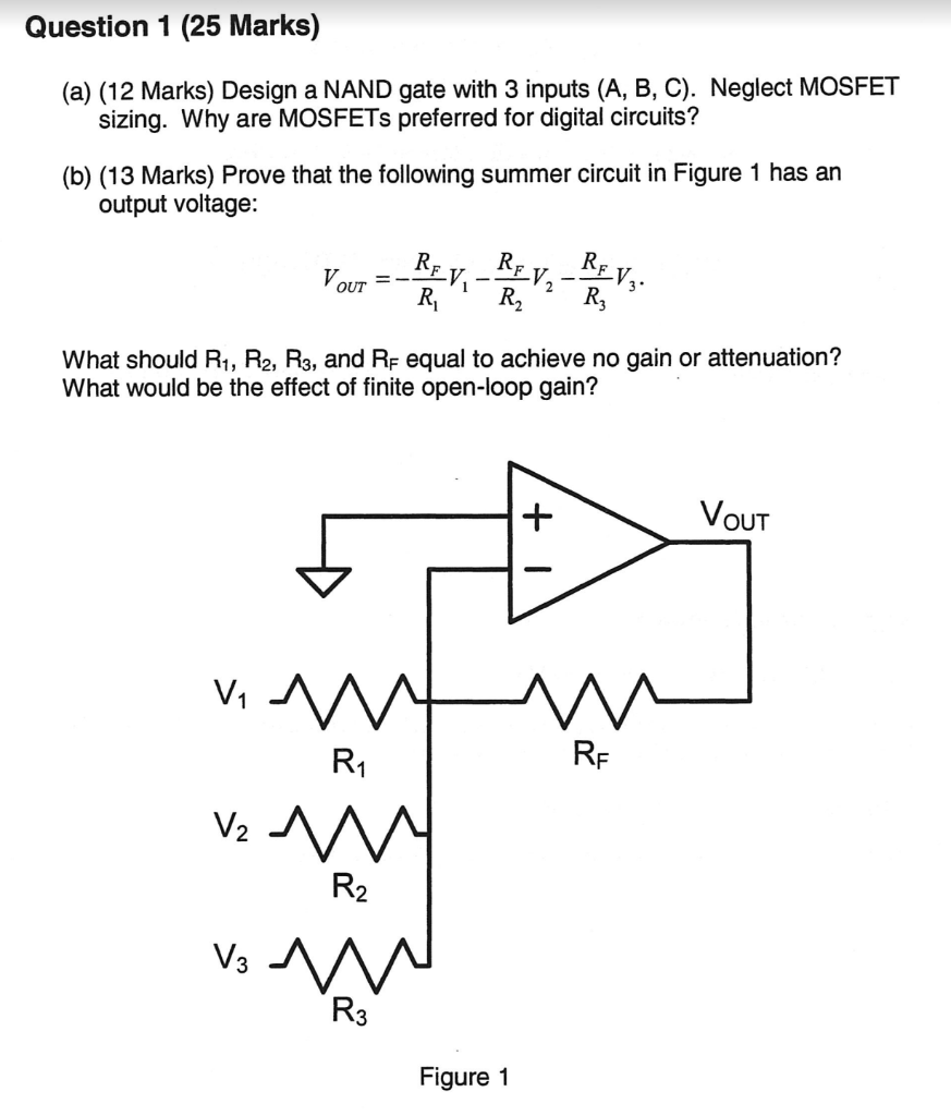 Solved Question 1 (25 Marks) (a) (12 Marks) Design a NAND