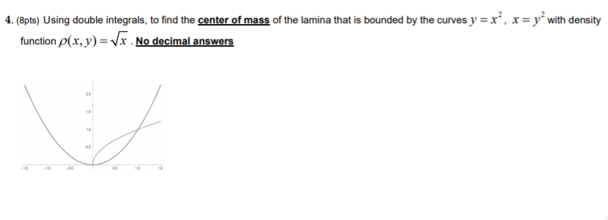 Solved 4. (Spts) Using double integrals, to find the center | Chegg.com