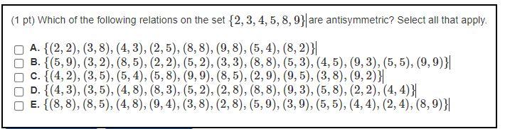 Solved (1 pt) Consider the relation R= {(a,b) | a = b (mod | Chegg.com