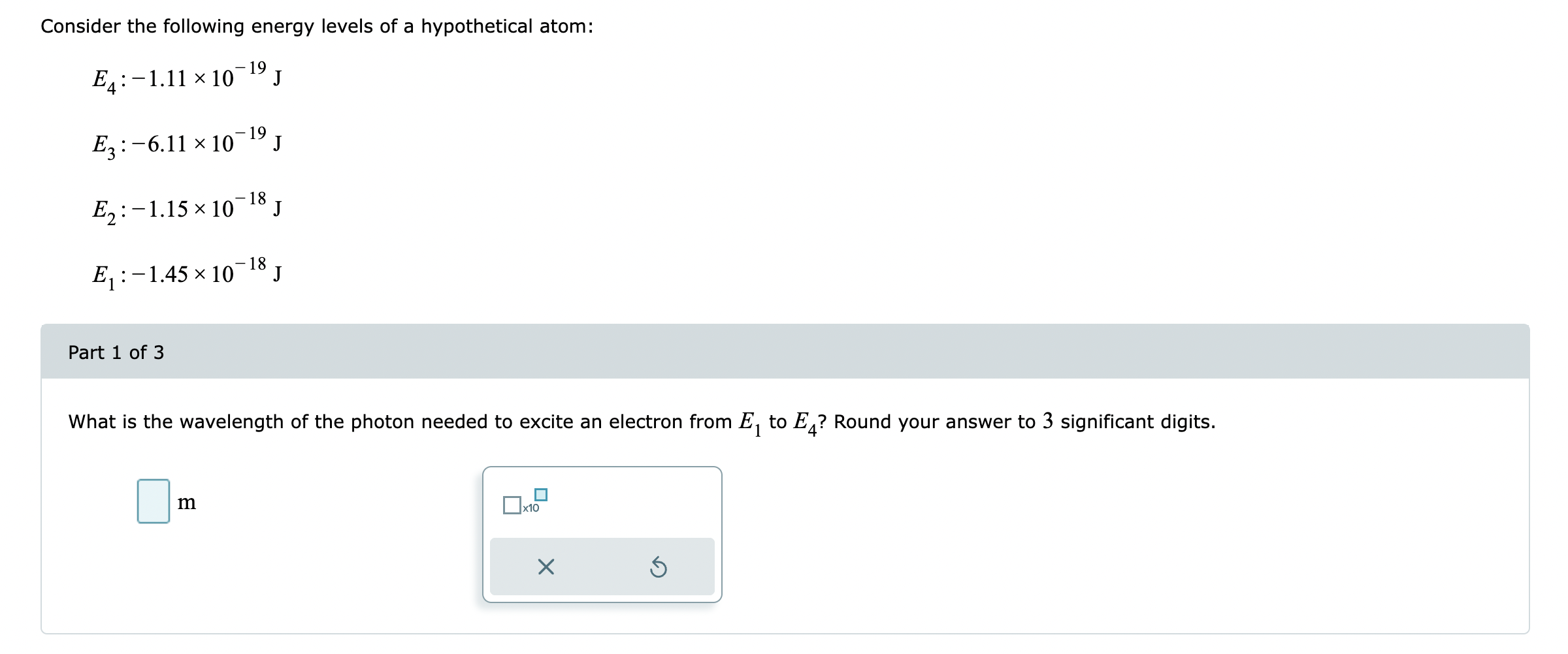 Solved Consider the following energy levels of a | Chegg.com