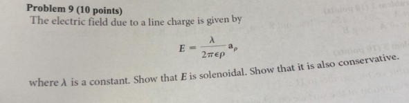 Solved Problem 9 (10 points) The electric field due to a | Chegg.com