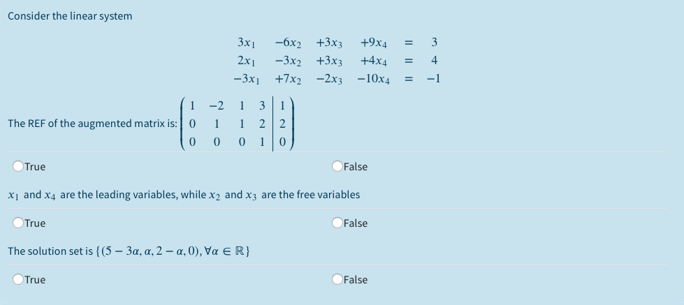Solved Consider the linear system 3 3x1 2x] -3x] -6x2 +3x3 | Chegg.com