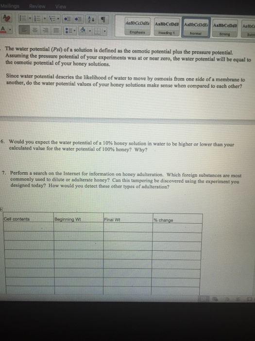 Solved The water potential (Prí) of a solution is defined as | Chegg.com