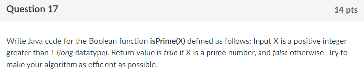 Solved Question 17 14 pts Write Java code for the Boolean | Chegg.com