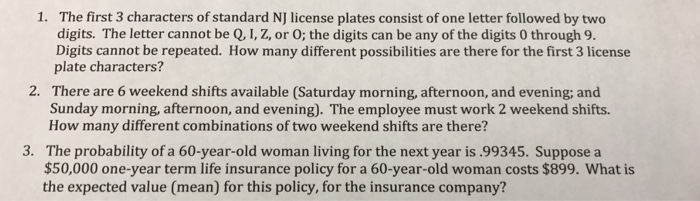 Solved the first 3 characters of standard nj license plates chegg