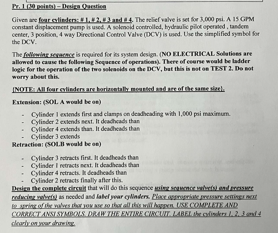 Pr. 1 (30 Points) - Design Question Given Are Four 