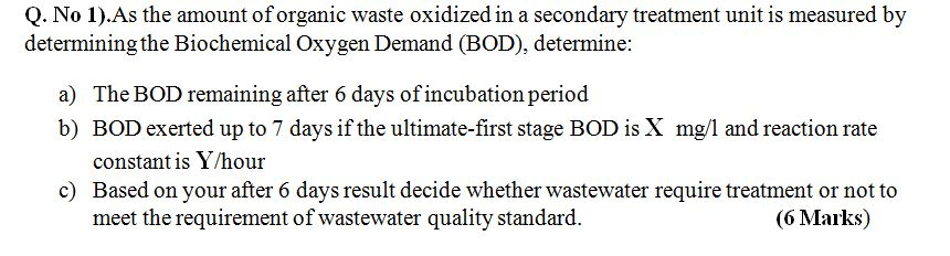 Solved Q. No 1).As the amount of organic waste oxidized in a | Chegg.com