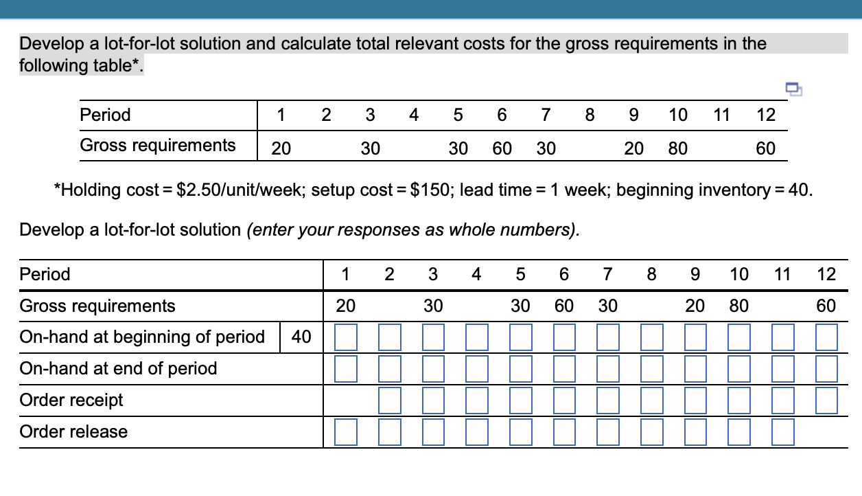 Solved Develop a lotforlot solution and calculate total