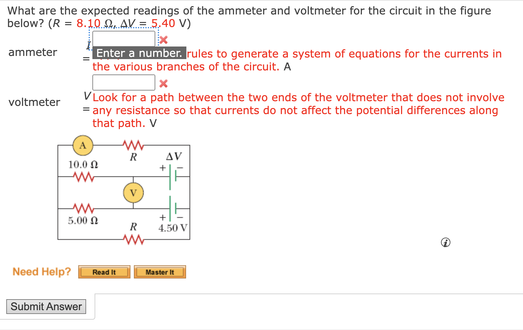 Solved What are the expected readings of the ammeter and | Chegg.com
