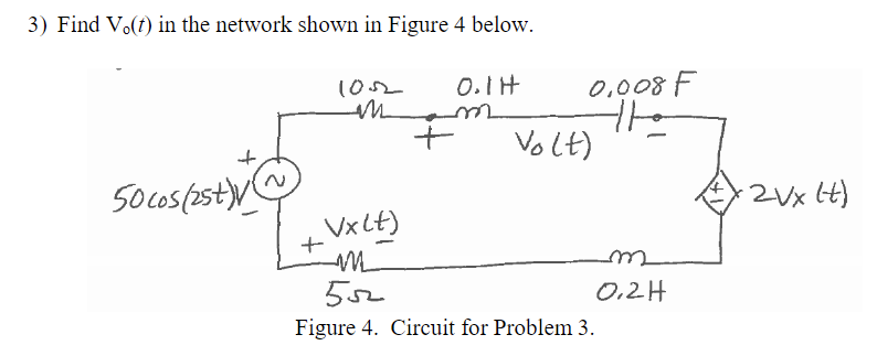 Solved 3) Find V0(t) in the network shown in Figure 4 below. | Chegg.com