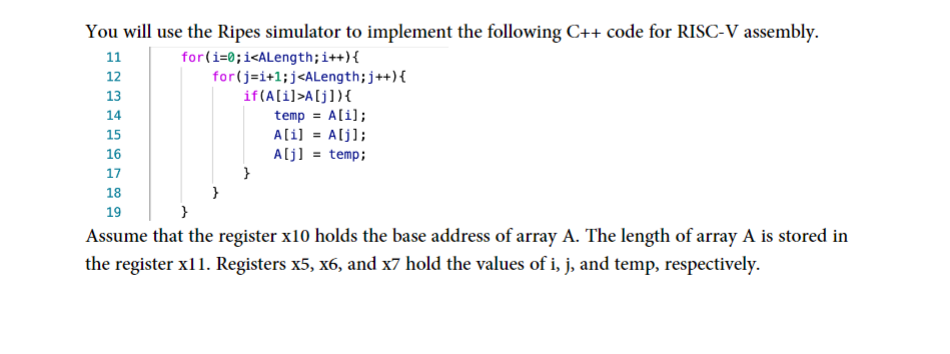 Solved 12 You will use the Ripes simulator to implement the | Chegg.com