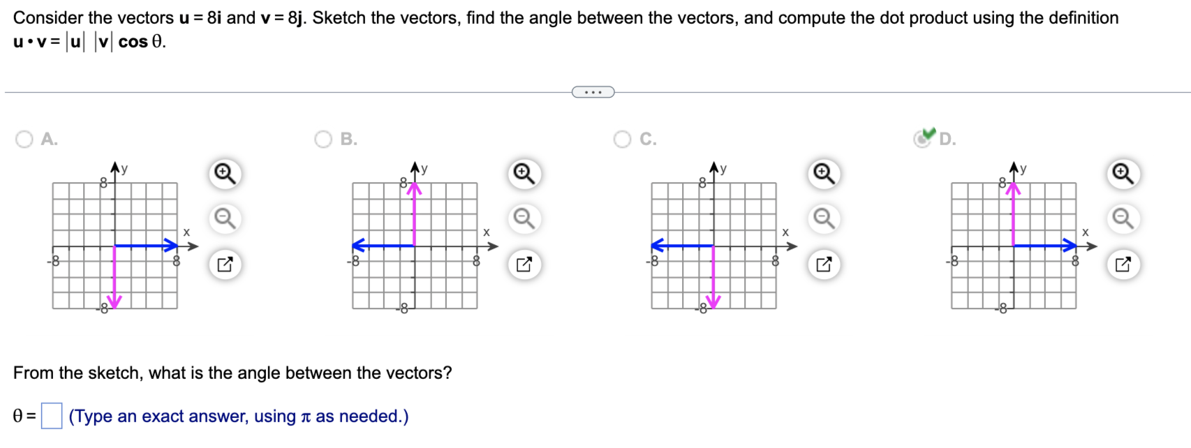 Solved Consider the vectors u=8i and v=8j. Sketch the | Chegg.com