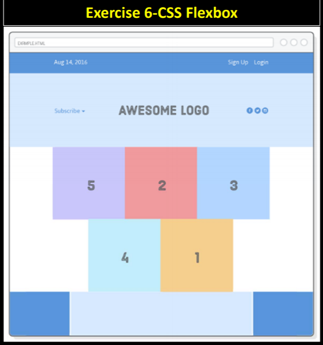 Solved Exercise 6-CSS Flexbox DOMPLETE ООО Aug 14, 2016 Sign | Chegg.com