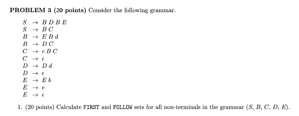 Solved Problem 3 20 Points Consider The Following Grammar Chegg Solved Problem 3 20 Points Consider The Following Grammar Chegg