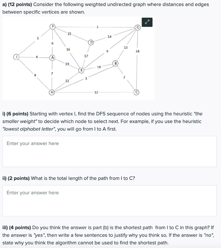 Solved a) (12 points) Consider the following weighted | Chegg.com