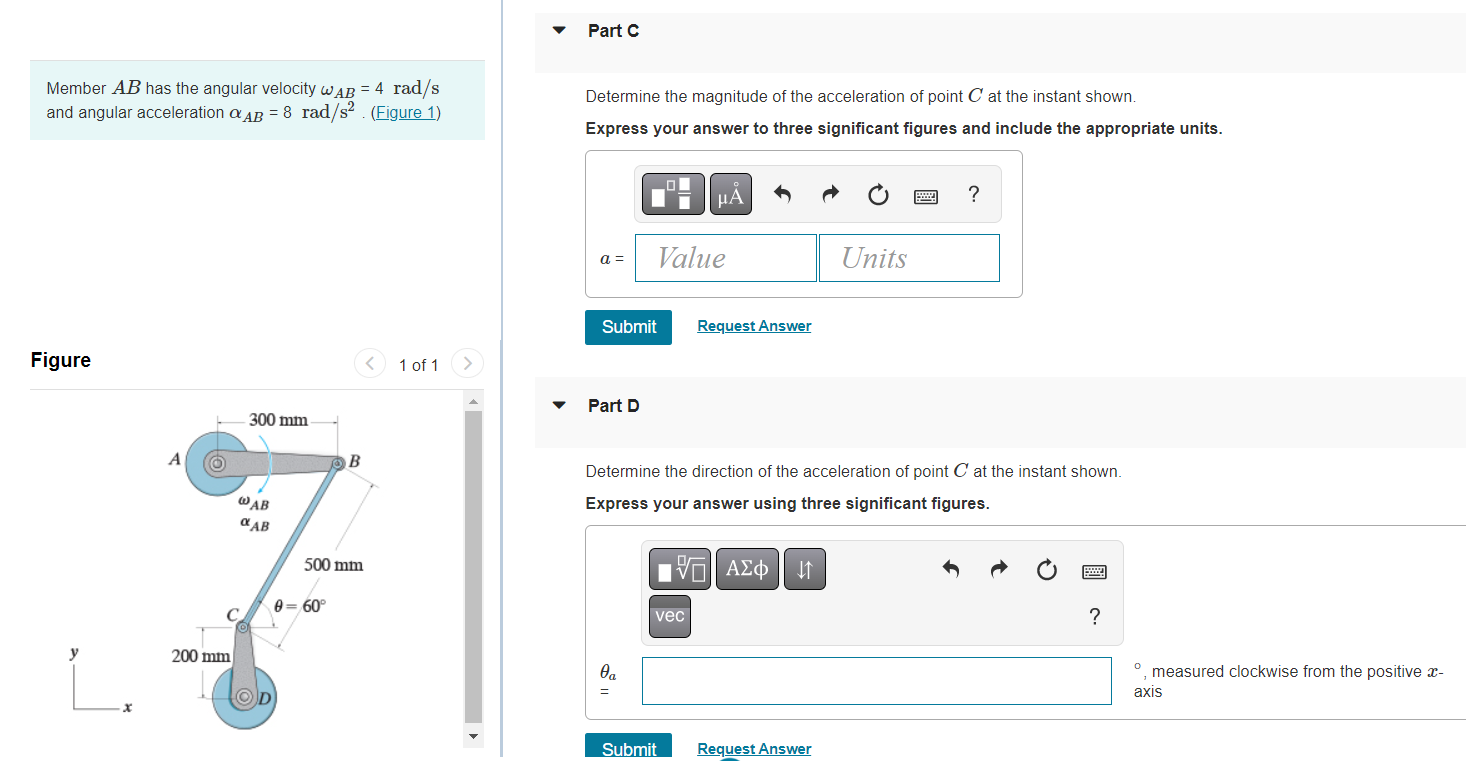 Solved Member AB has the angular velocity ωAB=4rad/s | Chegg.com