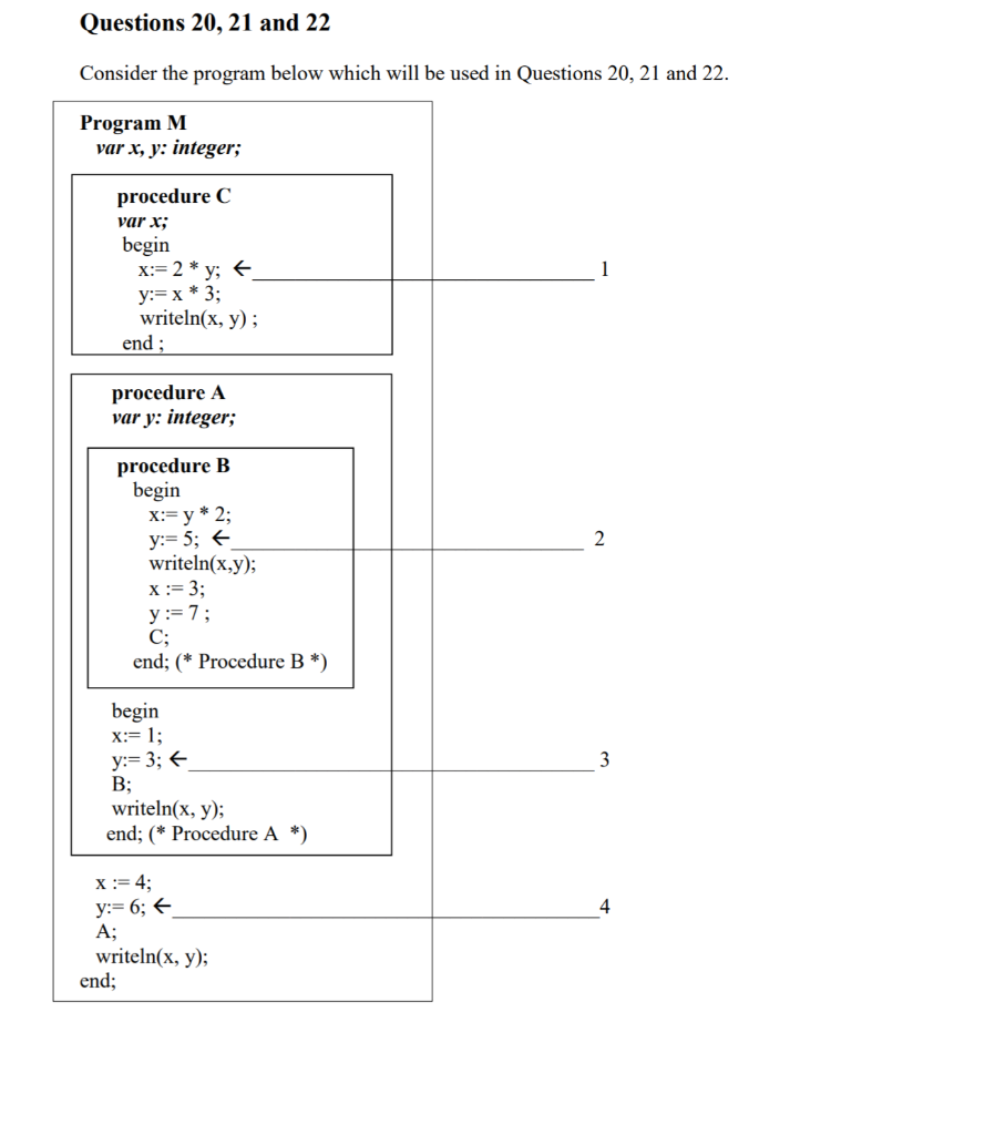 Solved Questions 20, 21 and 22 Consider the program below | Chegg.com
