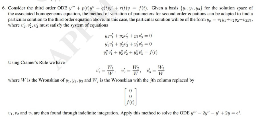 Solved 1tl 6 Consider The Third Order Ode Pty G T Chegg Com