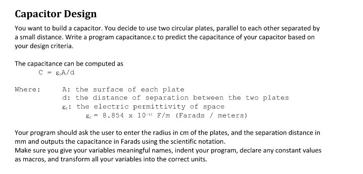 Solved Capacitor Design You want to build a capacitor. You | Chegg.com