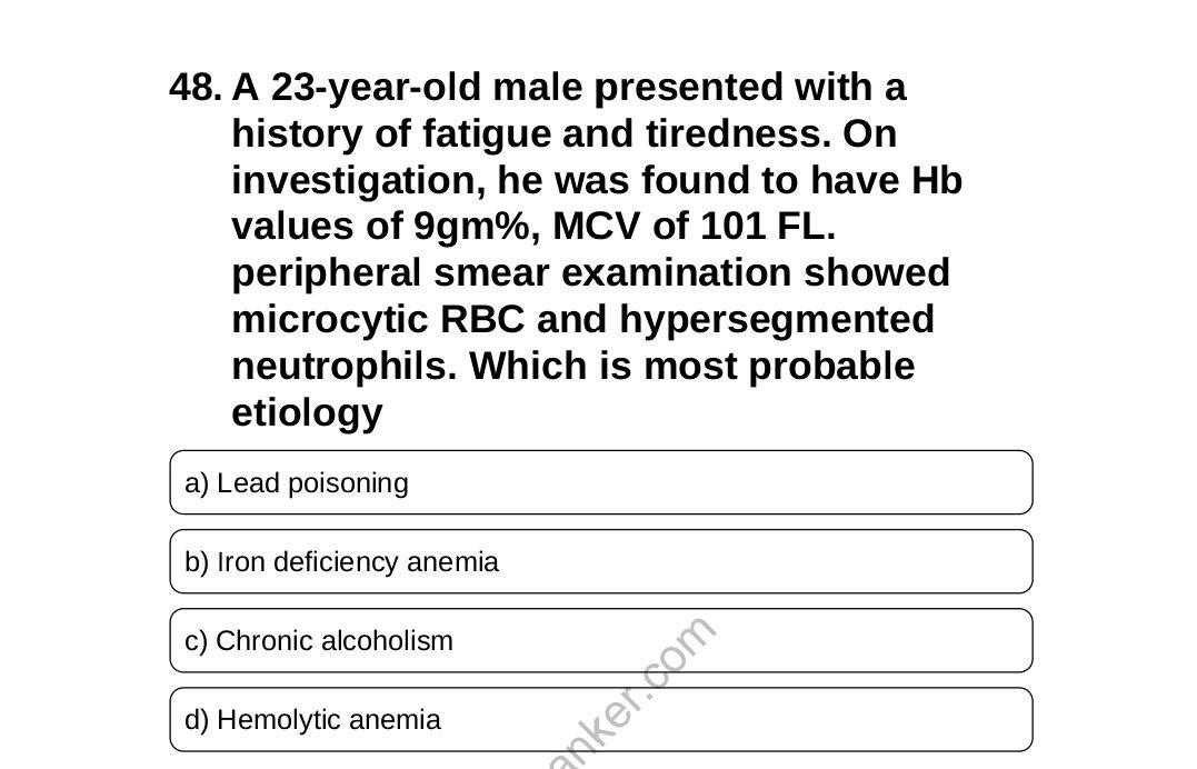 Solved 48. A 23-year-old male presented with a history of | Chegg.com