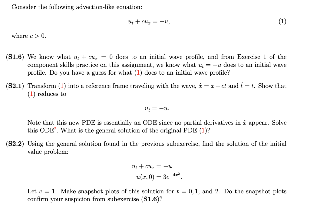 Solved Consider the following advection-like equation: Ut + | Chegg.com