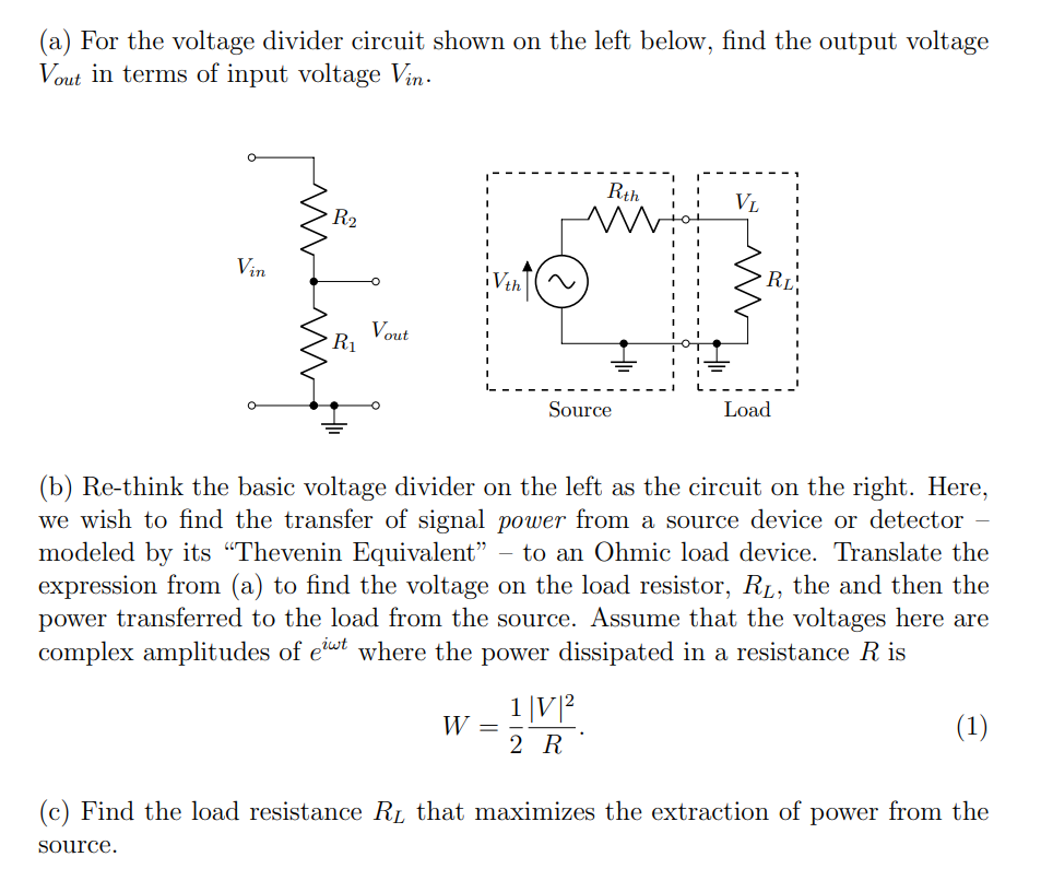 Solved (a) For the voltage divider circuit shown on the left | Chegg.com