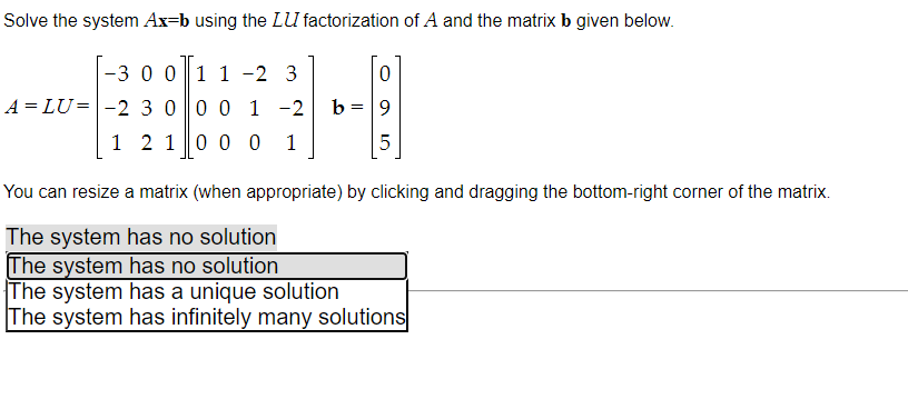 Solved Solve The System Ax=b Using The LU Factorization Of A | Chegg.com