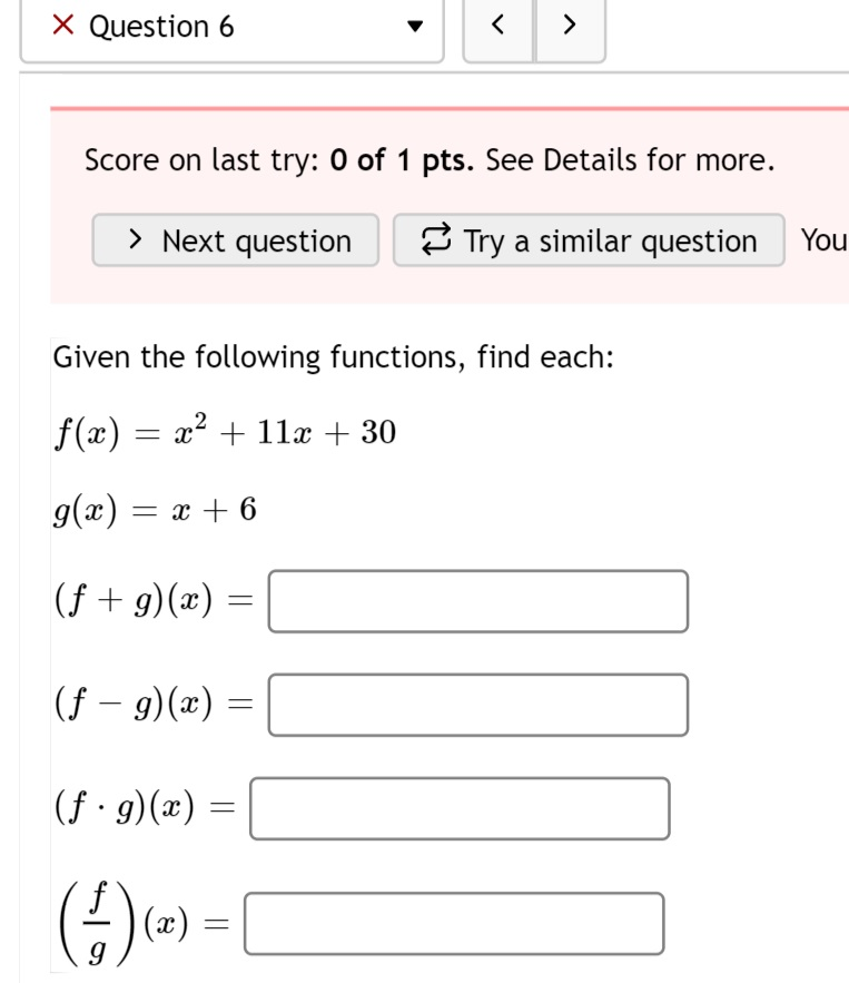 Solved X Question 6 > Score On Last Try: 0 Of 1 Pts. See | Chegg.com ...