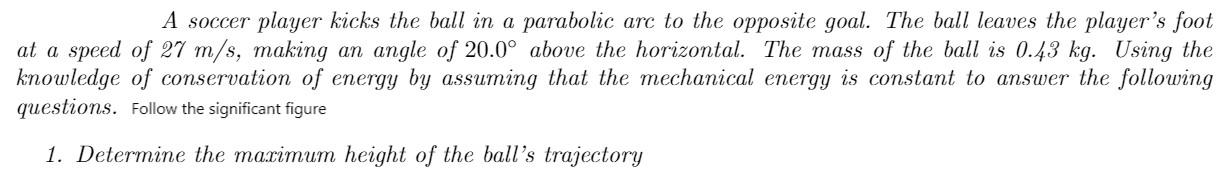 Solved A soccer player kicks the ball in a parabolic arc to | Chegg.com