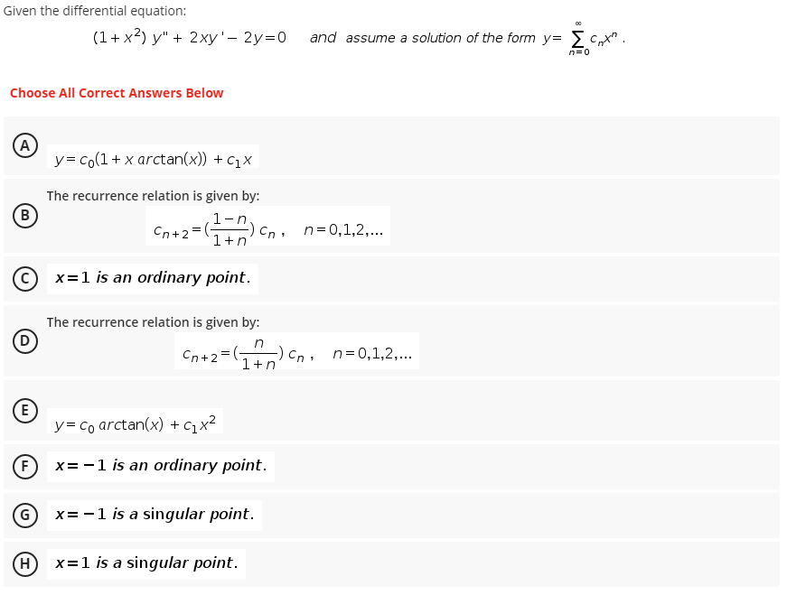 Solved Given The Differential Equation 1 X2 Y 2xy Chegg Com