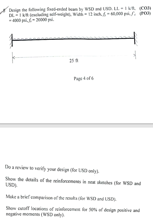 Solved 5 Design the following fixed ended beam by WSD and Chegg