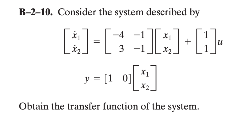 Solved B-2-10. Consider The System Described By | Chegg.com