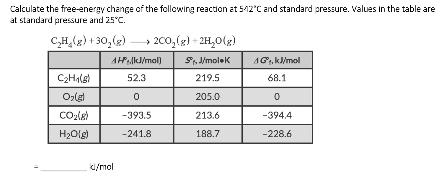 Solved Calculate the free energy change of the following Chegg