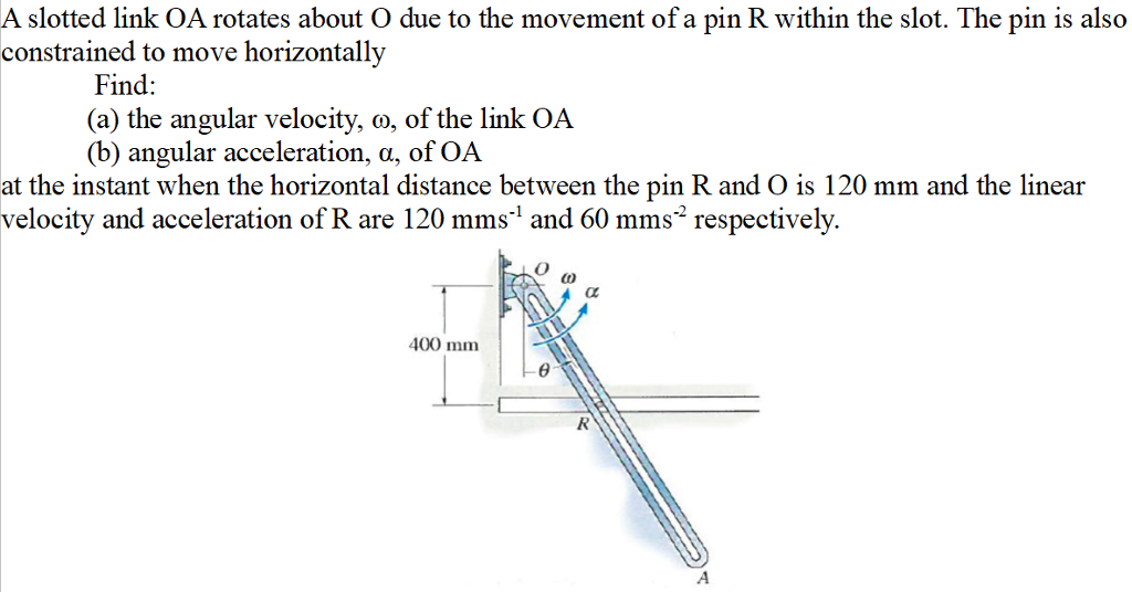 Solved A slotted link OA rotates about O due to the movement | Chegg.com
