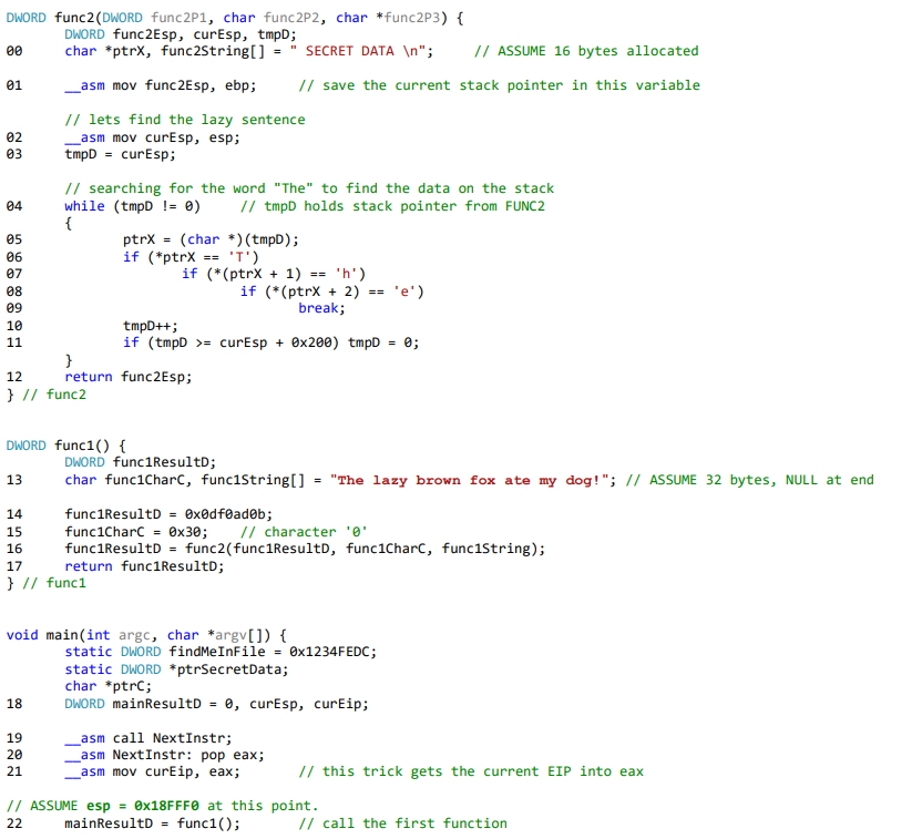 Solved Fill out the stack table below using ONLY the source | Chegg.com