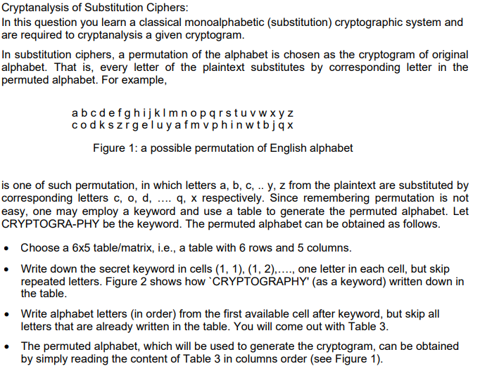 Cryptanalysis Of Substitution Ciphers: In This | Chegg.com