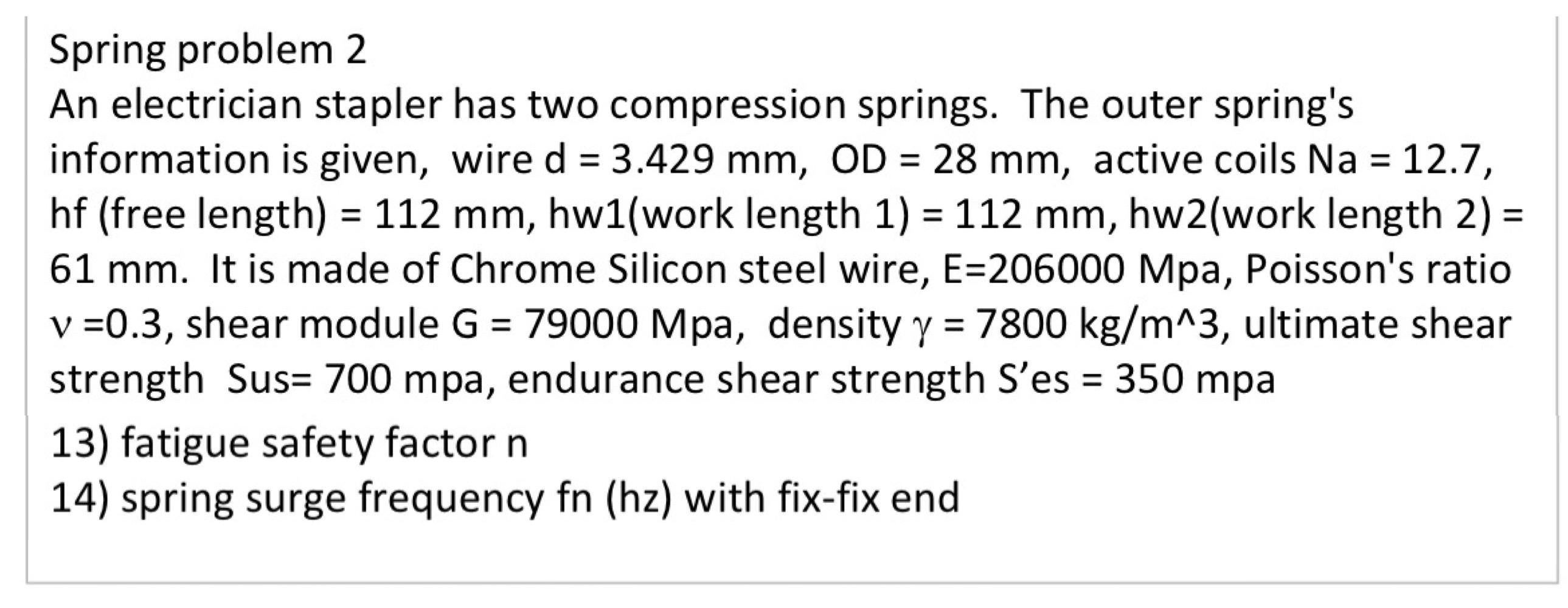 Solved = = = = Spring problem 2 An electrician stapler has