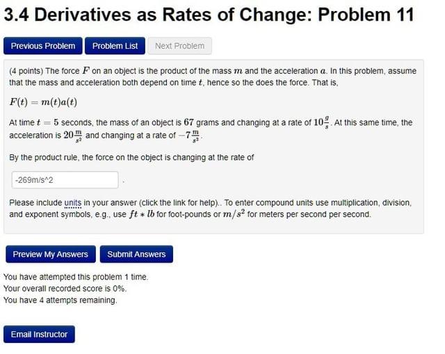 Solved 3.4 Derivatives as Rates of Change: Problem 11 | Chegg.com
