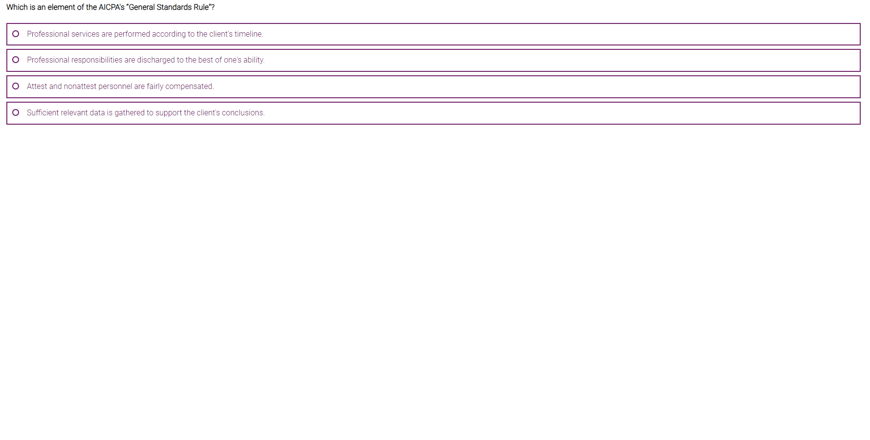 Solved Which is an element of the AICPA's "General Standards