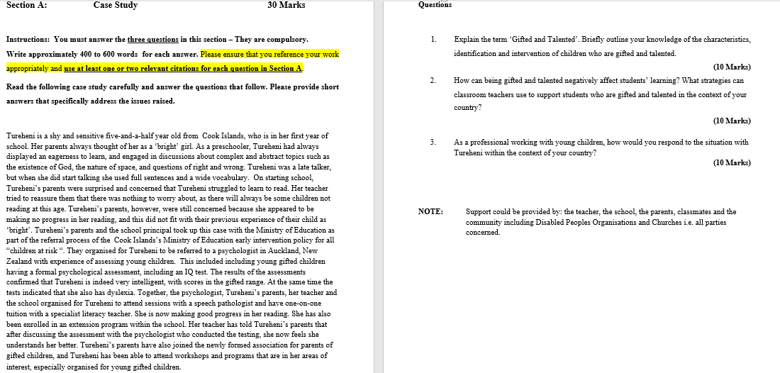 Solved Section A: Case Study 30 Marks Questions 1. | Chegg.com