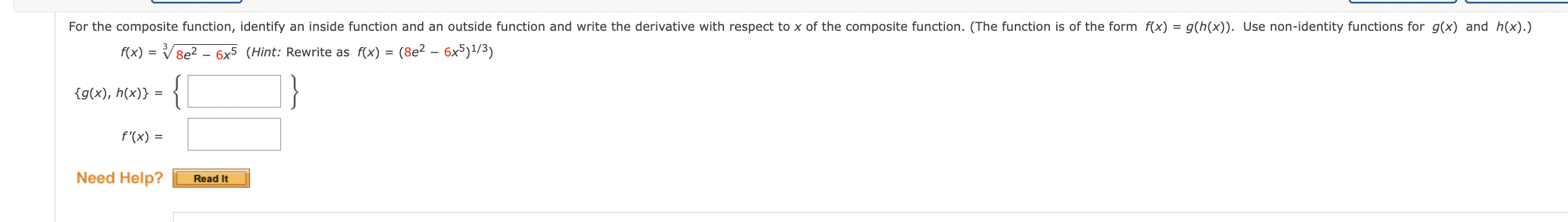 Solved For the composite function, identify an inside | Chegg.com